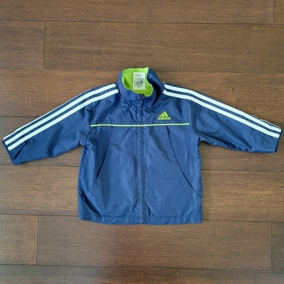 Adidas blue & green zip-up lightweight windbreaker warm-up jacket size 12 months - Picture 1 of 6